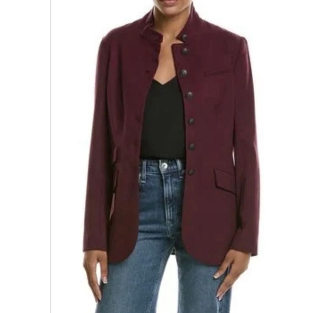 Rag & Bone Slade Burgundy Wool Crepe Blazer Size 2 *Like New*